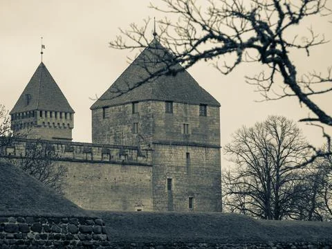A winter view of castle, Stock Photos