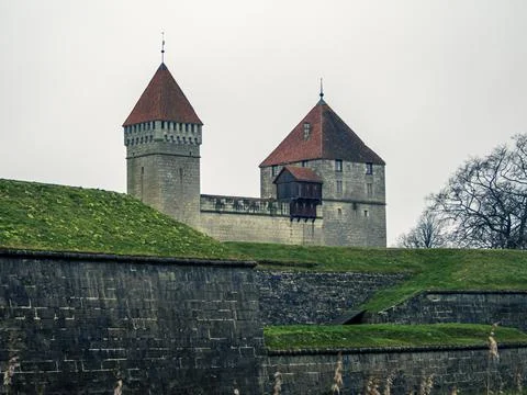 A winter view of castle, Stockfoto's