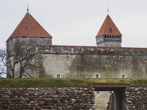 A winter view of castle, Stock Photos