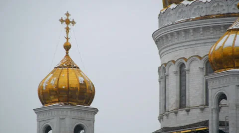 Winter view of the Christ the Savior Cathedral Stock Footage 35106148