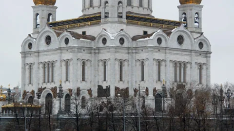 Winter view of the Christ the Savior Cathedral Stock Footage 35106192