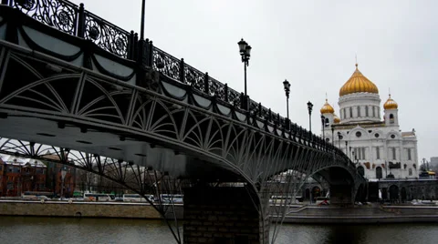 Winter view of the Christ the Savior Cathedral Stock Footage 35106361