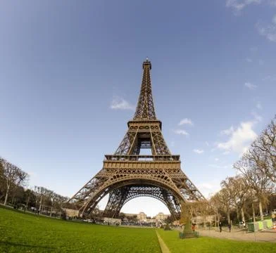 Winter view of Eiffel Tower in Paris Stock Photos