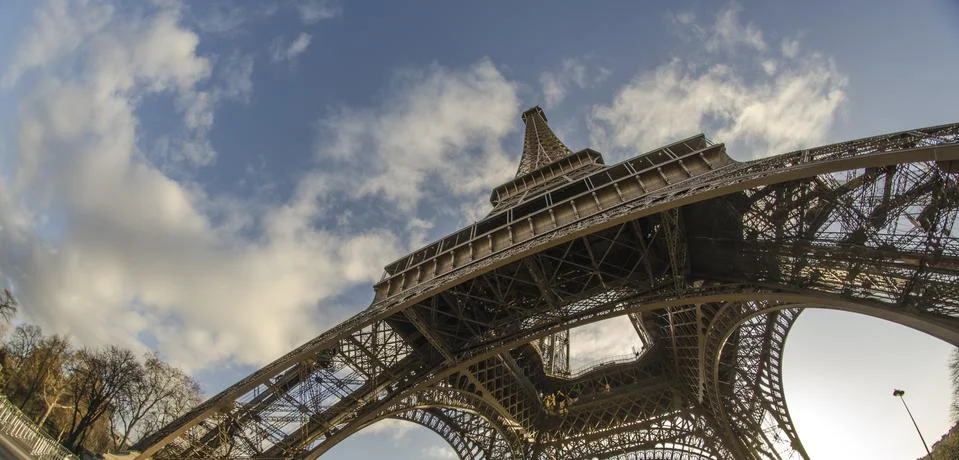 Winter view of Eiffel Tower in Paris Stock Photos
