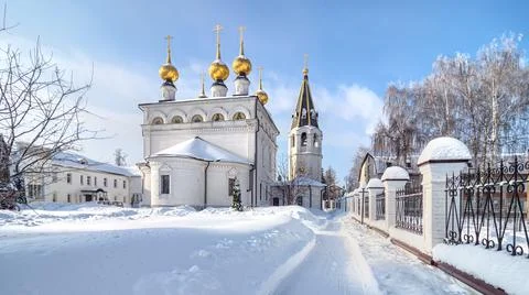 Winter view of Fedorovsky monastery in Gorodets. Stock Photos
