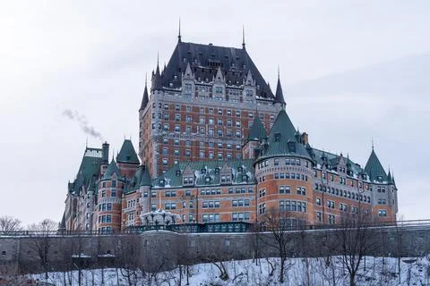 Winter view of the Frontenac castle Stock Photos