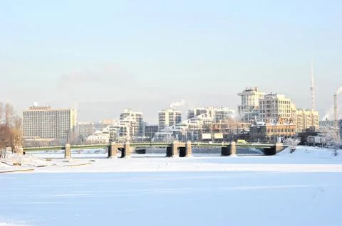 Winter view of the Grand Central bridge Stock Photos