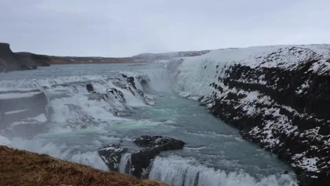 Winter View of Gullfoss Waterfall – Iceland Stock Footage 305874550