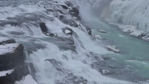 Winter View of Gullfoss Waterfall – Iceland Stock Footage 305874598
