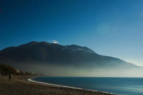 Winter view of Kalamata beach Stock Photos
