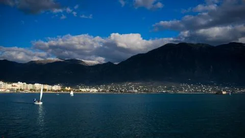 Winter view of Kalamata beach Stock Photos