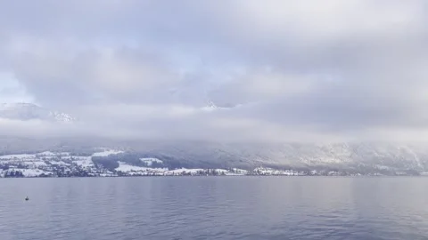 Winter view of lake attersee Stock Footage 294184337