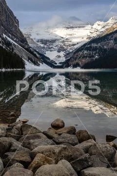 Winter view of Lake Louise in the Banff National Park, Alberta, Canada Stock Photos
