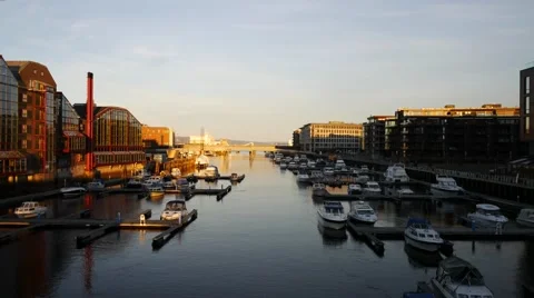 Winter view of a marina in Trondheim Stock-Footage 60411759