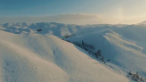 Winter view of mountains at the dusk. Stock Footage 70383085