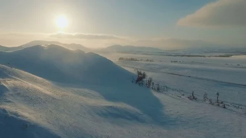 Winter view of mountains at the dusk. Stock Footage 70383505