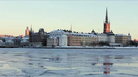 Winter view over gamla stan Stock Footage 20996758