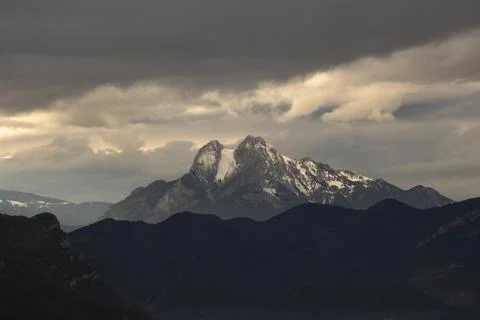 Winter view of Pedraforca mountain Stock-Fotos