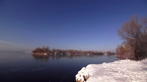 Winter view of the river Stock-Footage 45383916
