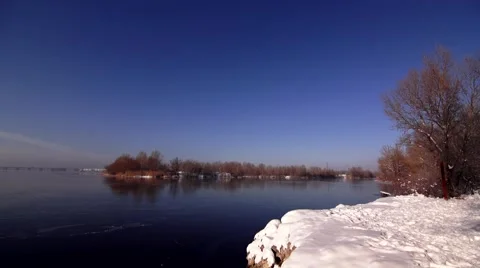 Winter view of the river Stock-Footage 46218572