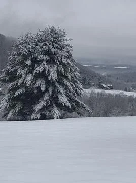 Winter view of Round Top Road in Winter Stock Photos