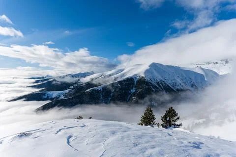 Winter View in the Spanish Pyrenees Stock Photos