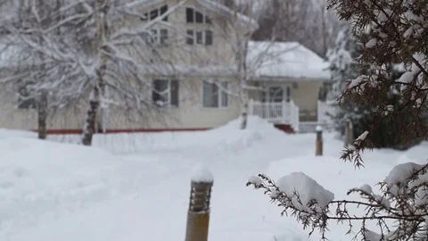 Winter View of Suburban House Video stock 72264324