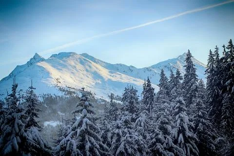 Winter view of white mountains Stock Photos