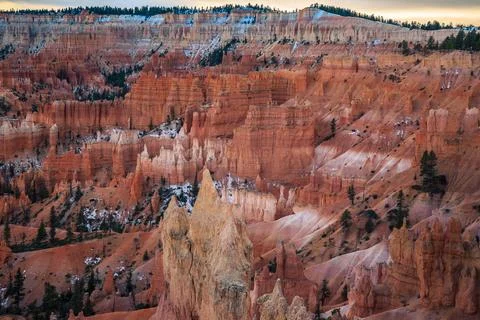 Winter Views on the Formations in Bryce, Bryce Canyon National Park, Utah Stock Photos