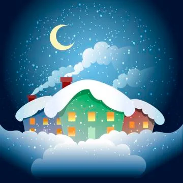 Winter village Stock Illustration