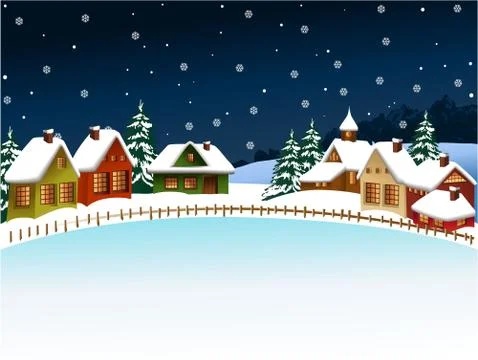 Winter village Illustrazione stock