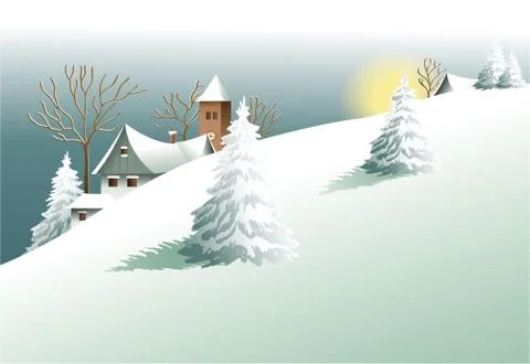 Winter village Stock Illustration