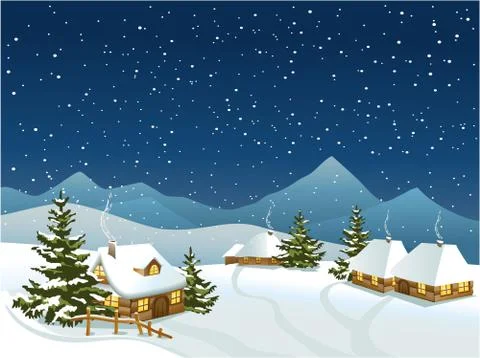 Winter village Stock Illustration