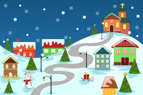 Winter village Stock Illustration