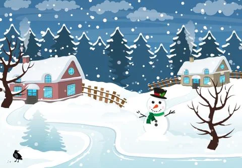 Winter village Ilustración de archivo