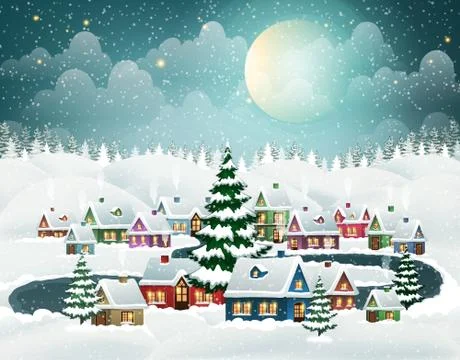 Winter village Stock Illustration