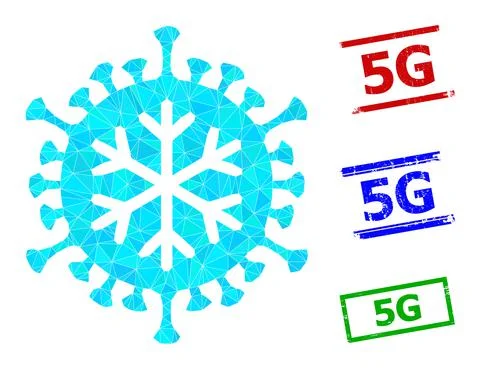 Winter Virus Triangle Icon and Grunge 5G Simple Watermarks Stock Illustration