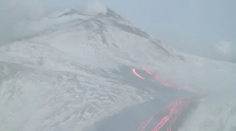 Winter Volcano eruption Stock Footage 42263458