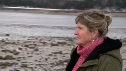 A winter walk on the beach Stock Footage 166750024