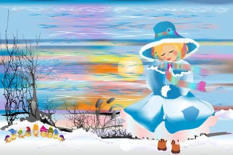 Winter walk Stock Illustration