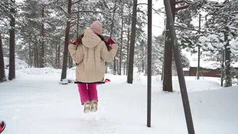 Winter walk in snowy forest. Stock Footage 318258472