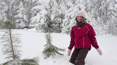 Winter walk through a forest Stock Footage 59783742