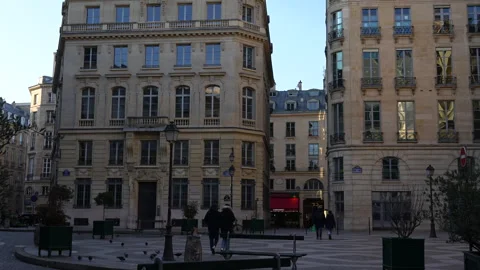 Winter Walk through Place des Petits Peres, Paris December 11, 2023 Stock Footage 286058241