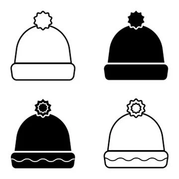 Winter warm hat with bubon vector set of winter knitted hats Stock Illustration