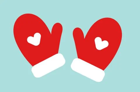 Winter warm red mittens. Vector illustration. Stock Illustration