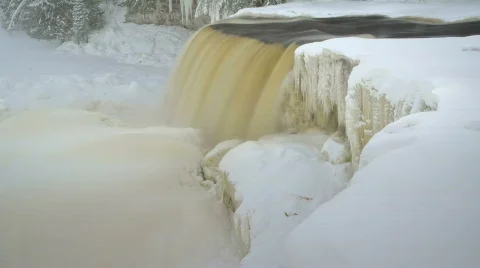 Winter waterfall 3b Stock Footage 315643