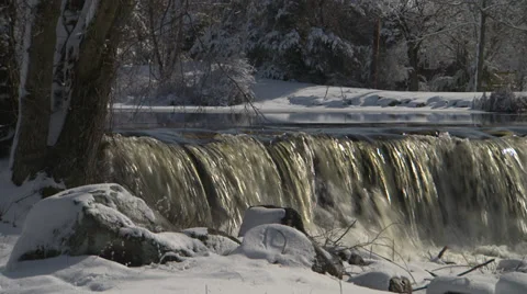 Winter waterfall Stock Footage 35296877