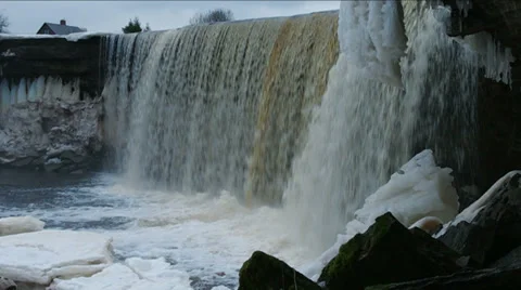 Winter waterfall. Stock Footage 35542745