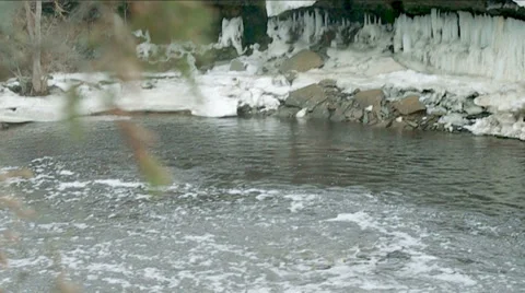 Winter waterfall. Stock Footage 35543611