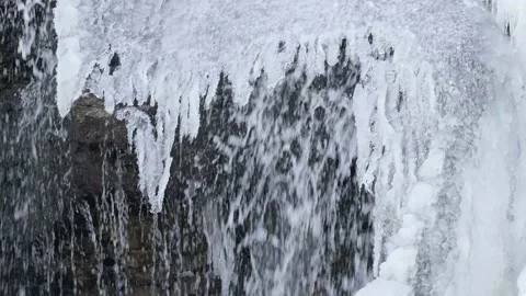 Winter waterfall Видео 167502551